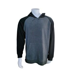 Ashford Sport Mens Fleece Hoodie Charcoal Grey Black Raglan Pullover XL